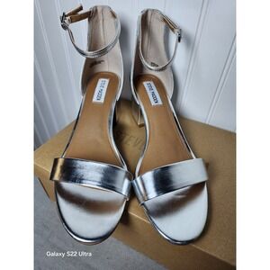 New Steve Madden Womens Heels 9.5 Irenee Silver Metallic NYE Prom Club Date
